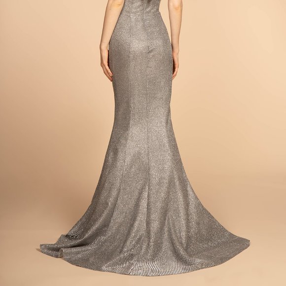 NEW SILVER GRAY Off Shoulder Mermaid Shape Prom Dress GSGL2562 - Picture 7 of 9